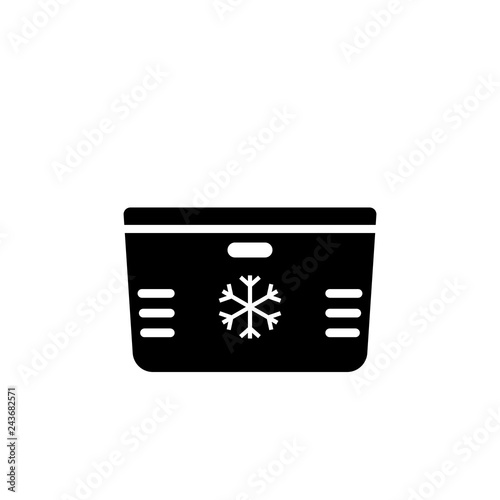 Beach cooler box silhouette icon. Picnic clipart isolated on white background