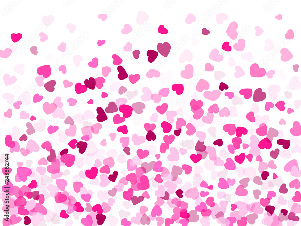 Hearts confetti flying vector background graphic design.