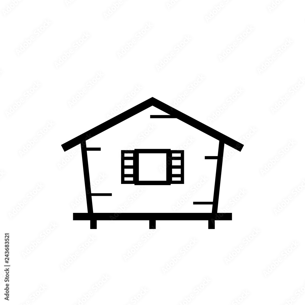 Bungalow outline icon. Clipart image isolated on white background Bungalow outline icon. Clipart image isolated on white background
