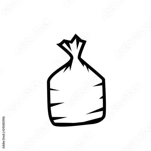 Garbage bag outline icon. Clipart image isolated on white background
