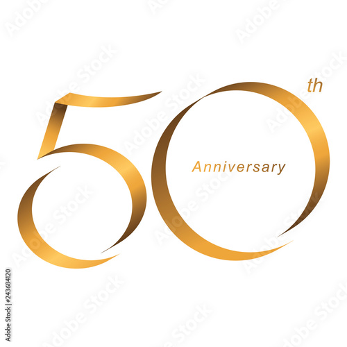Handwriting, Celebrating, anniversary of number 50th year anniversary, birthday. Luxury duo tone gold brown for invitation card, backdrop, label, logo , advertising or stationary