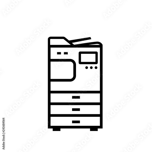Office multifunction copier machine outline icon. Clipart image isolated on white background