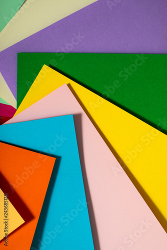 Vibrant colors palette paper design. Geometric shapes.