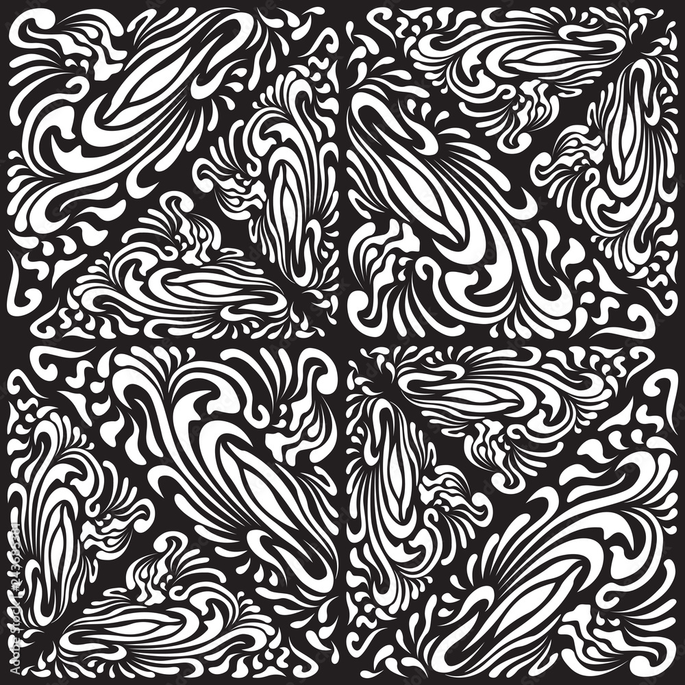 Abstract Pattern in Oriental Style. Elegant pattern of flowing lines. The unusual idea of packaging, tiles, wallpaper, textiles. Handmade. Abstract Pattern in Oriental Style. Elegant pattern of flowing lines. The unusual idea of packaging, tiles, wallpaper, textiles. Handmade.
