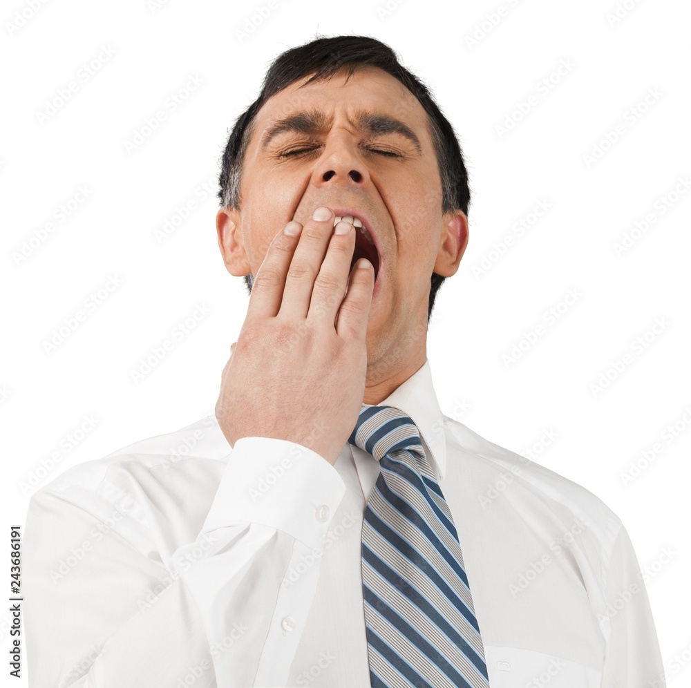 Tired Businessman Yawning - Isolated Tired Businessman Yawning - Isolated