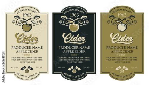 collection of labels for various cider types