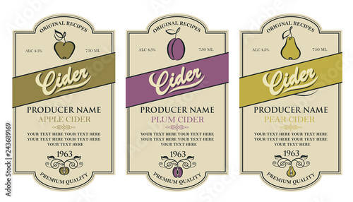 collection of labels for various cider types