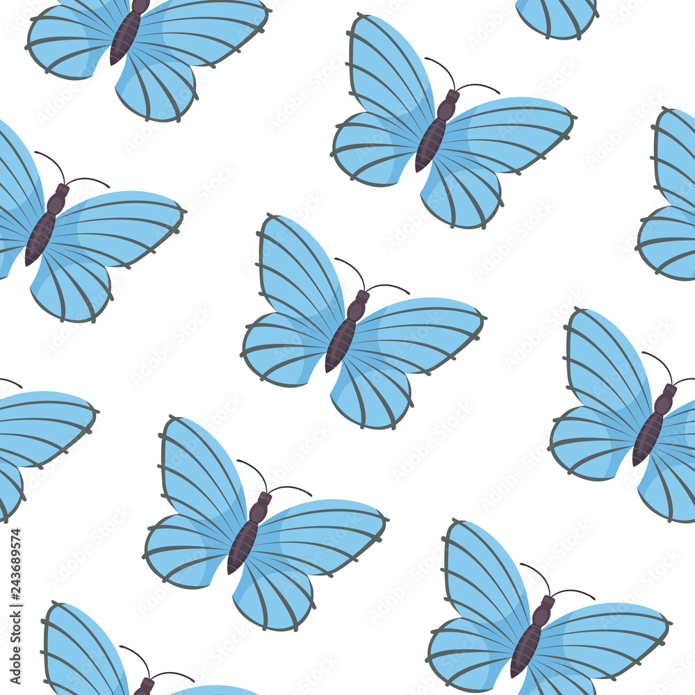Butterfly seamless pattern vector. Summer butterflies background.