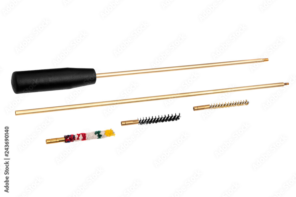 brush to clean the weapon isolate on white brush to clean the weapon isolate on white