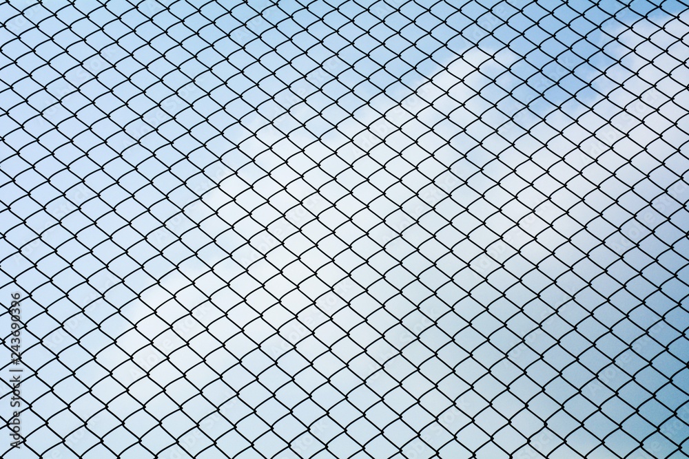 Fototapeta premium Texture the cage metal net isolate on blue sky