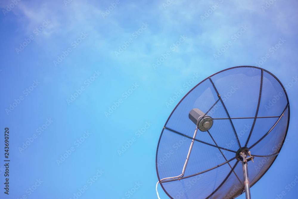 TV receiver with blue sky backdrop