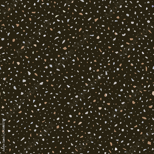 Terrazzo flooring vector seamless pattern in dark colors