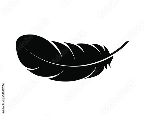 Feather sign or a symbol. Isolated abstract icon on white background. Vector illustration photo
