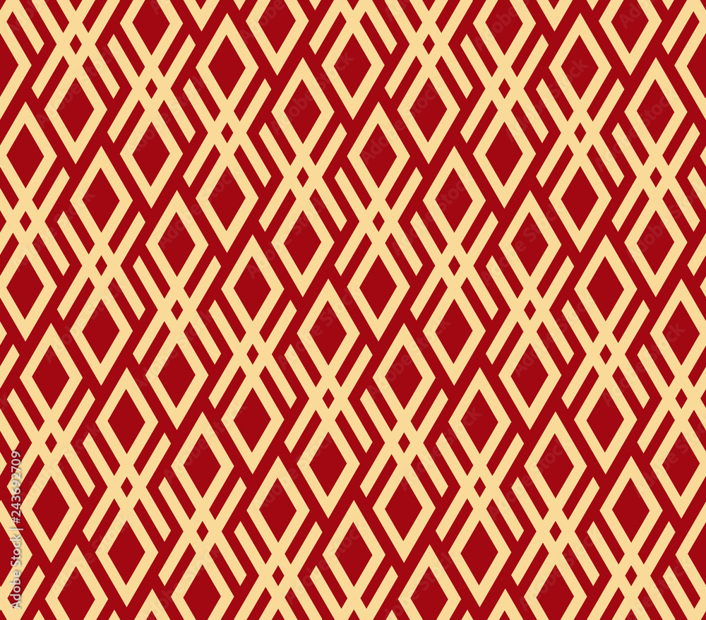 Abstract geometric pattern. A seamless vector background. Red and gold ornament. Graphic modern pattern. Simple lattice graphic design Abstract geometric pattern. A seamless vector background. Red and gold ornament. Graphic modern pattern. Simple lattice graphic design