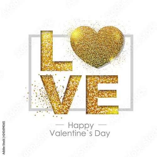 Happy valentines day background with love heart. Typgraphy greeting card design photo