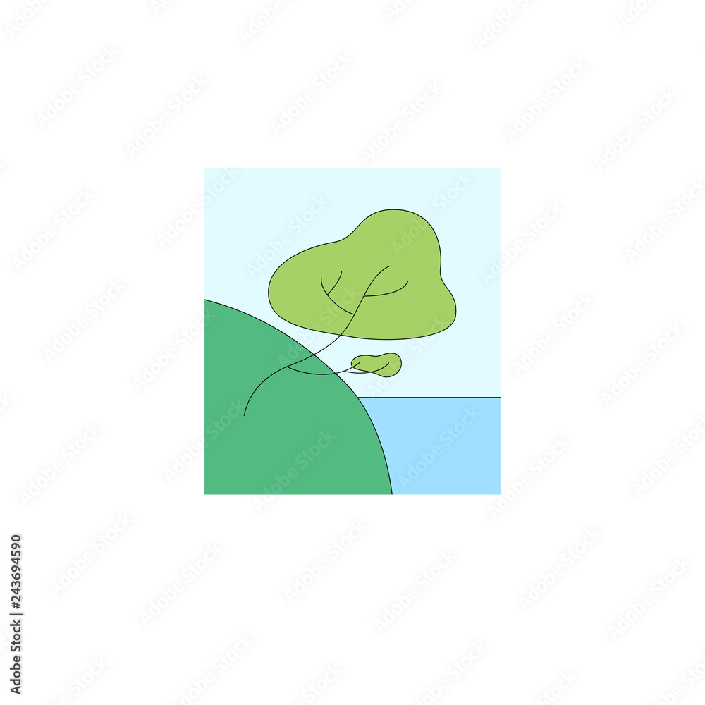 Simple landscape and tree illustration Simple landscape and tree illustration