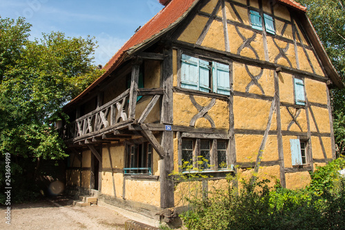 Mulhouse France 10-15-2018. Old traditional  timbered house in the Eco Museum of Alsace  near Mulhouse in France