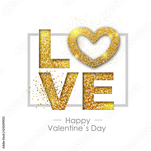 Happy valentines day background with love heart. Typgraphy greeting card design photo