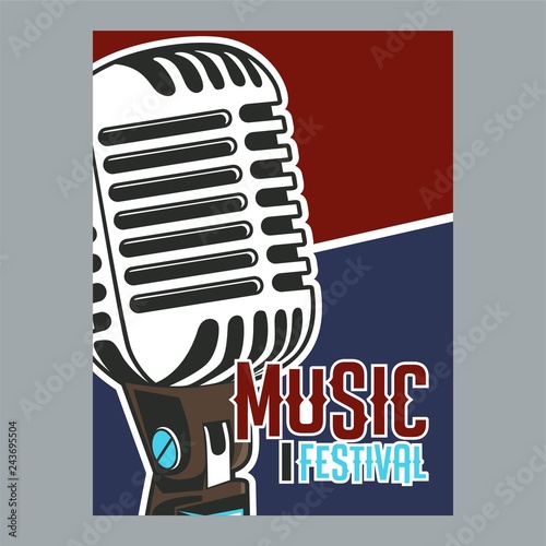 Indie musician concert show poster with acoustic guitar vector illustration - Vector