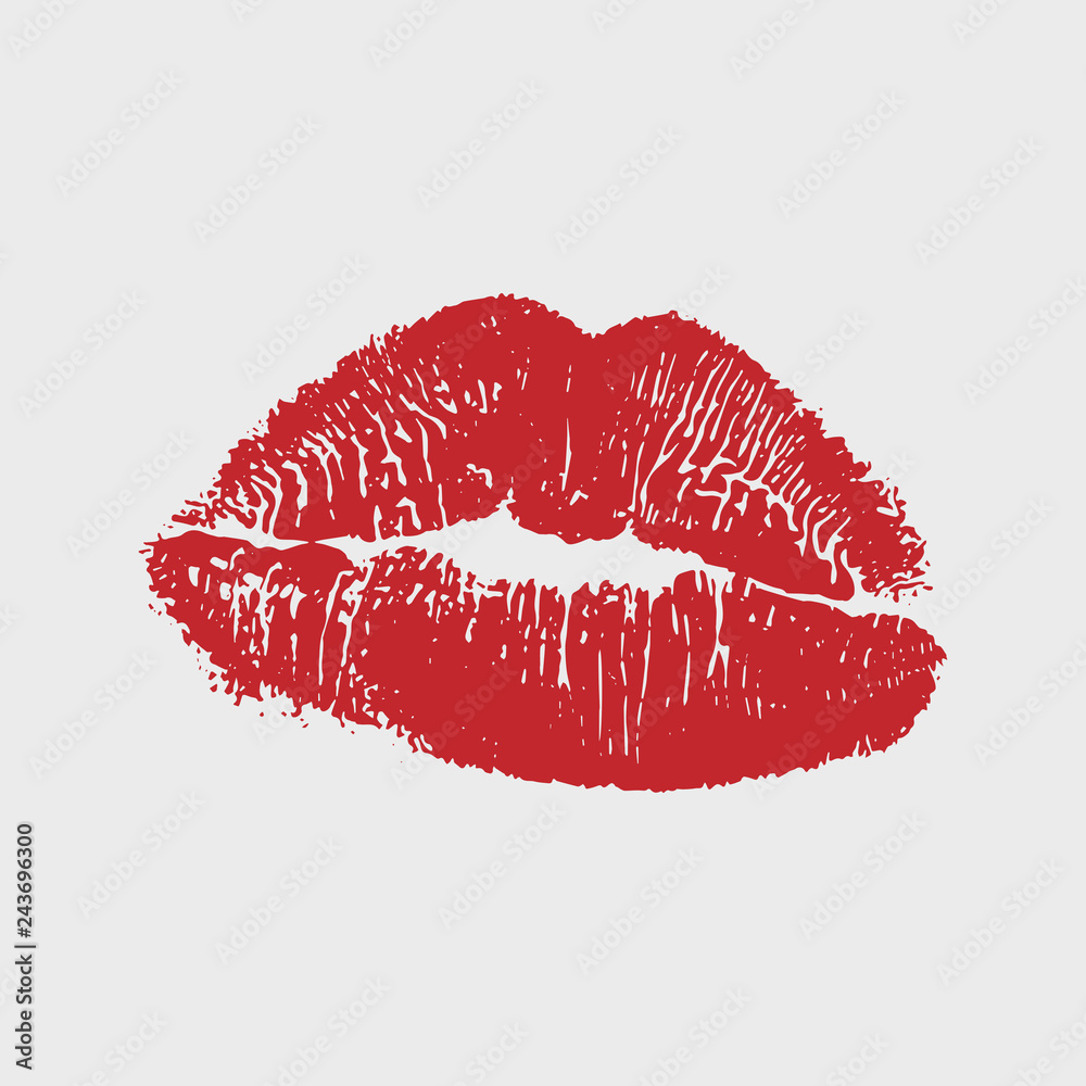 Vector illustration of womans girl red lipstick kiss mark isolated on white  background. Valentines day icon, sign, symbol, clip art for design. Stock  Vector | Adobe Stock