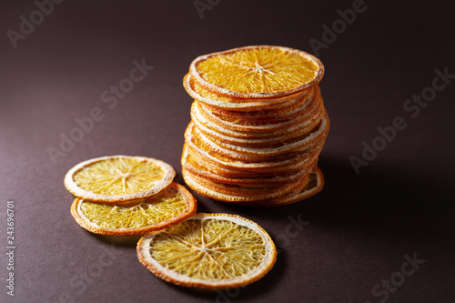 Stack of dried orange slices photo