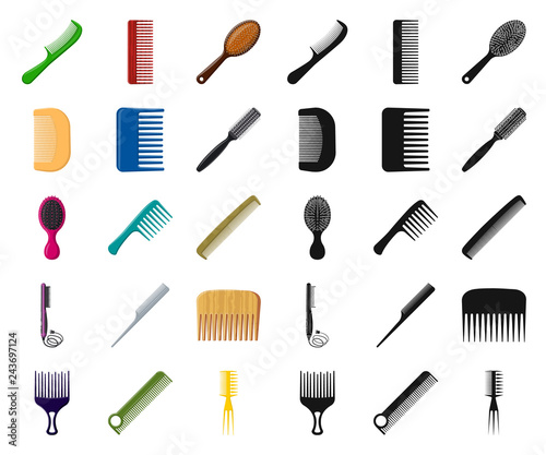 Vector illustration of brush and hair logo. Collection of brush and hairbrush stock vector illustration.