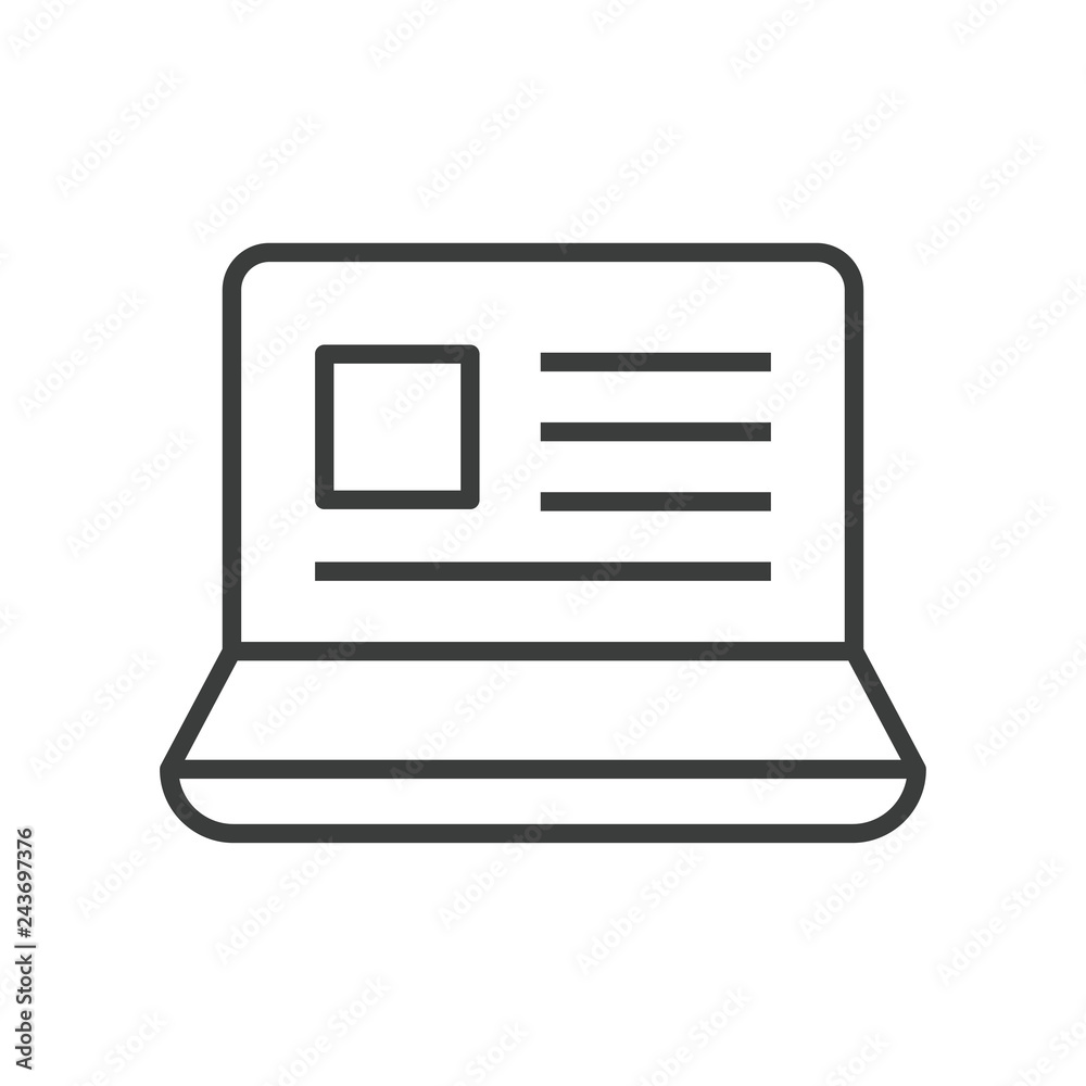Online education icon of notebook with e-learning from e-book or audio book Online education icon of notebook with e-learning from e-book or audio book