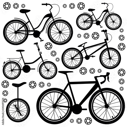 Bicycles. Set of bicycle parts. Isolated vector image.