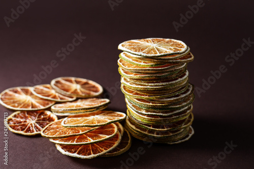 Stack of dried orange and lemon slices