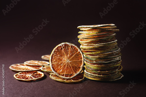 Stack of dried orange and lemon slices