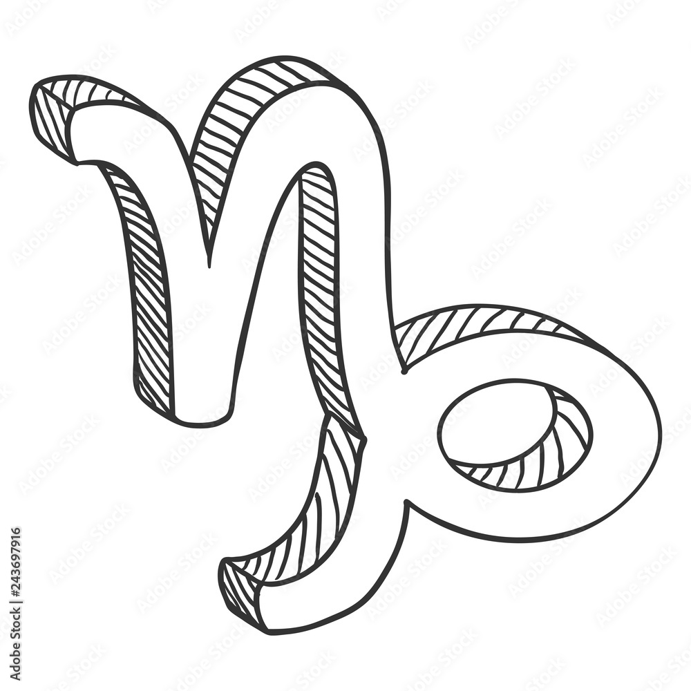 Vector Sketch Zodiac Sign - Capricorn Stock Vector | Adobe Stock
