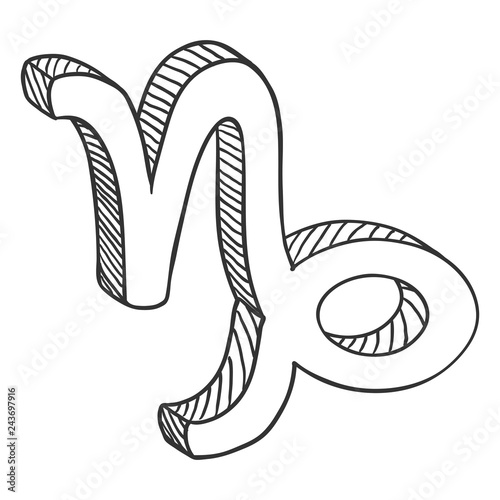 Vector Sketch Zodiac Sign - Capricorn