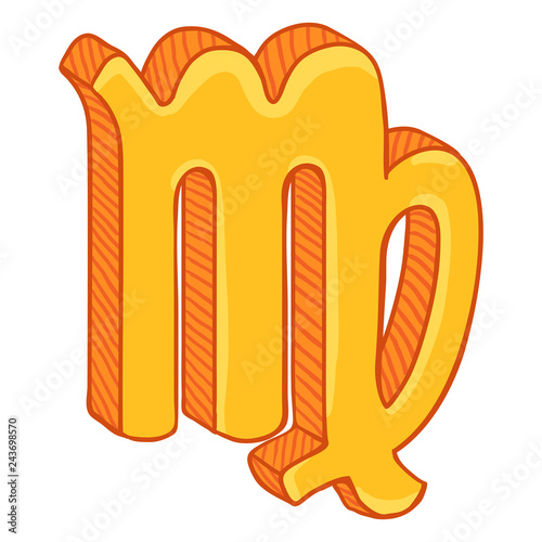Vector Single Golden Cartoon Zodiac Sign - Virgo