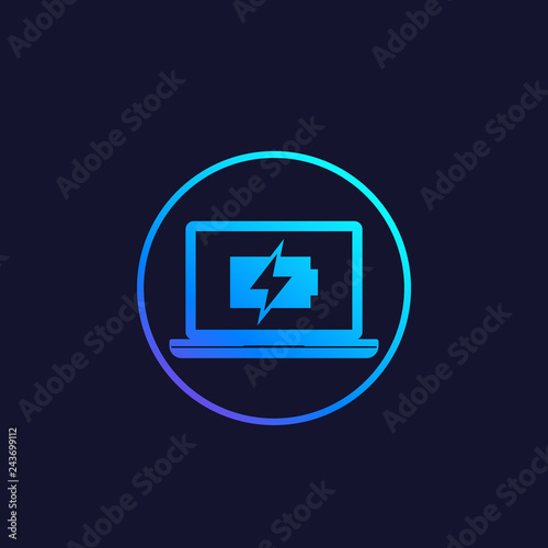 charging battery on computer screen vector icon