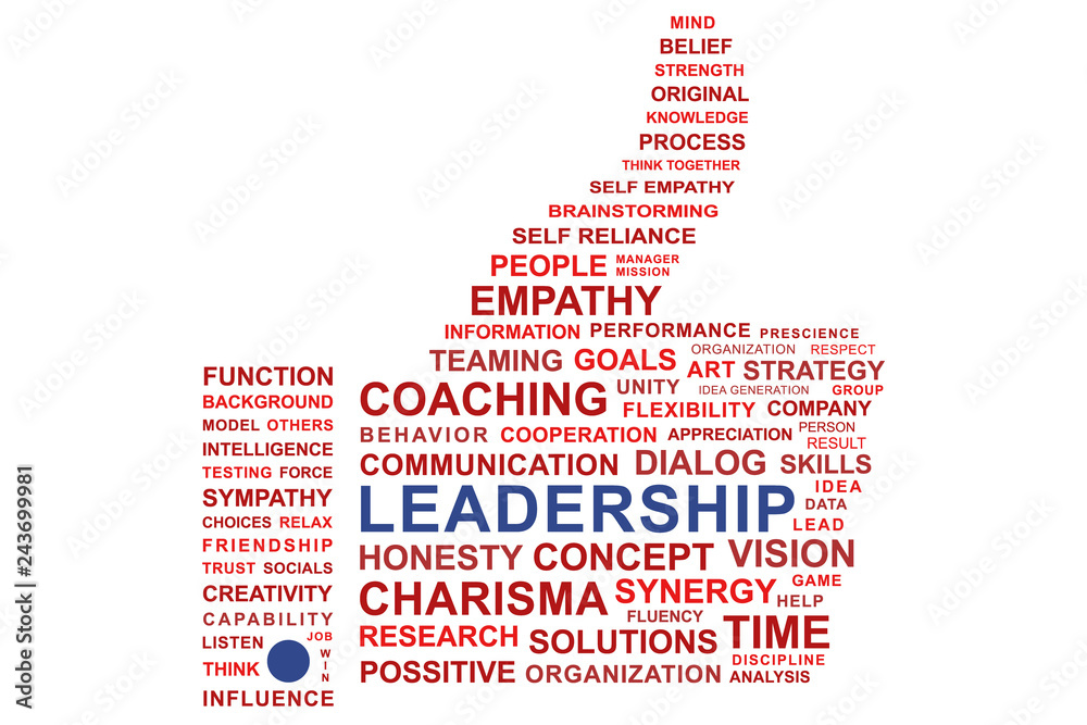 Leadership tagcloud vector illustration. A thumb up shape composed of  colorful words on isolated white background. Creative concept design for  presentation, brochure, banner, powerpoint, websites. Stock Vector | Adobe  Stock