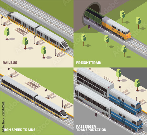  Train Railway Isometric Concept 