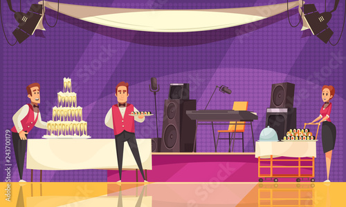 Banquet Preparation Cartoon Illustration