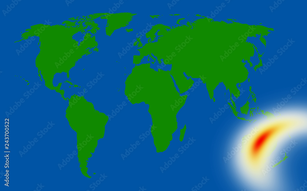 Fototapeta premium World map showing storms over Australia