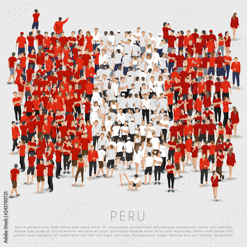 Crowd of people in shape of Peru flag : Vector Illustration