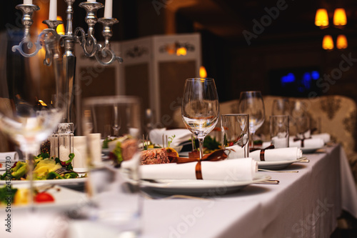 table in restaurant before party