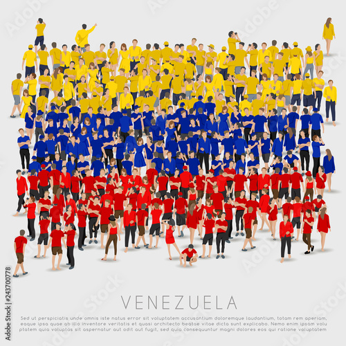 Crowd of people in shape of Venezuela flag : Vector Illustration