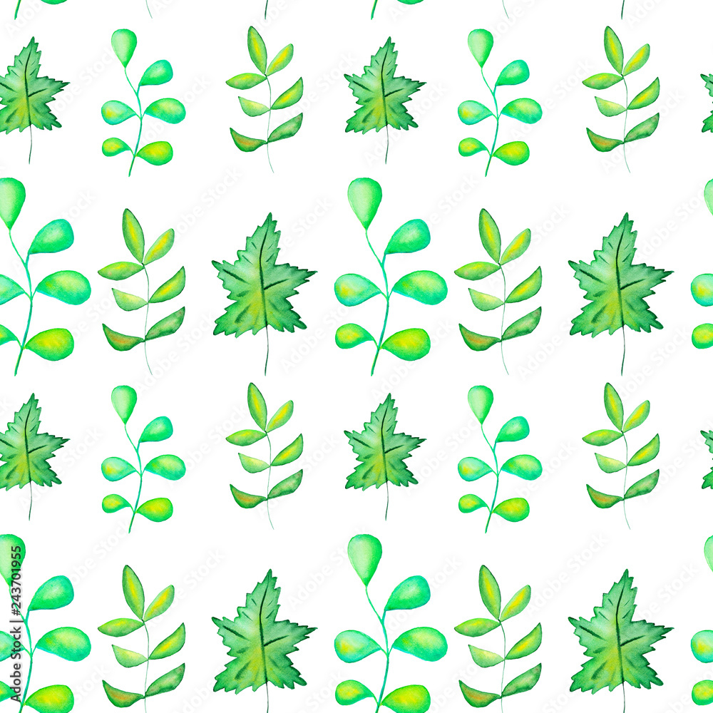 Naklejka premium Seamless watercolor botanical pattern