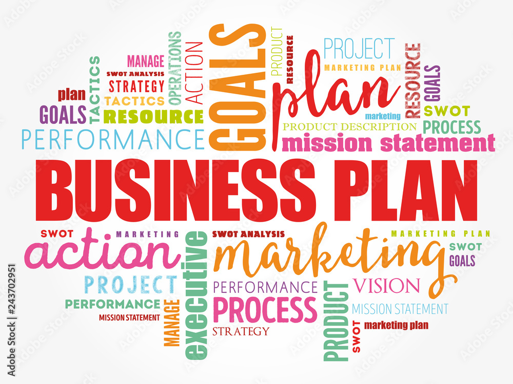 Fototapeta premium Business plan word cloud collage, business concept background