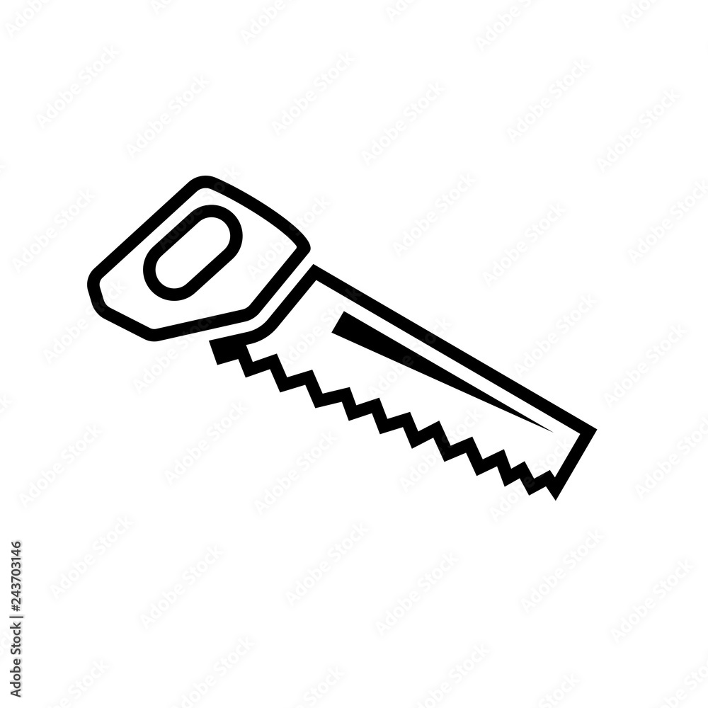 Handsaw silhouette icon. Clipart image isolated on white background Handsaw silhouette icon. Clipart image isolated on white background