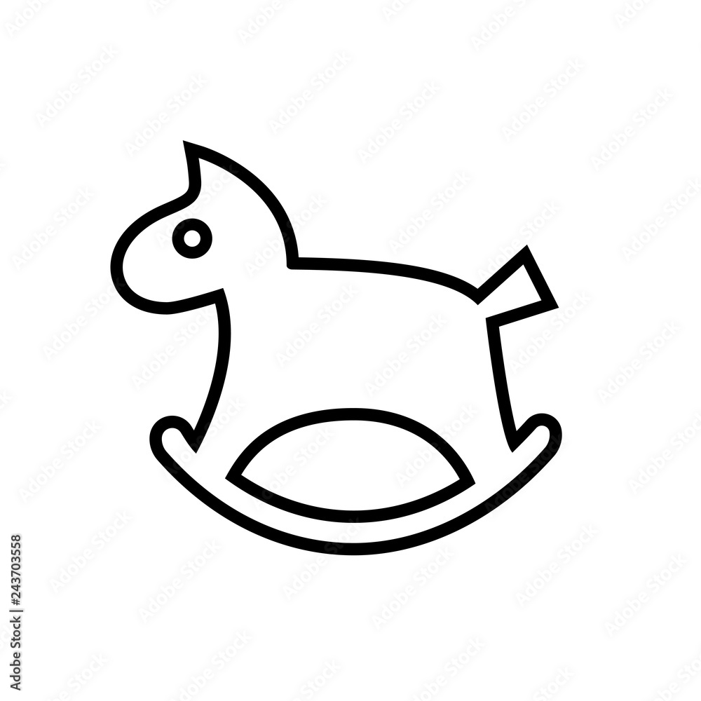 Rocking horse baby toy outline. Clipart image isolated on white