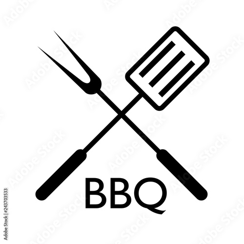 BBQ icon. Spatula and fork. Clipart image isolated on white background