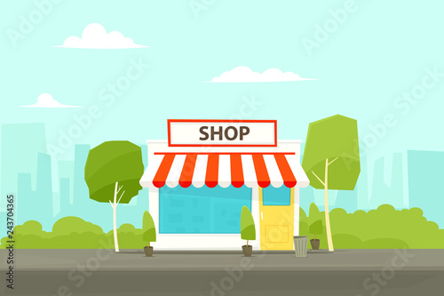 Shopping store building illustration. Clipart image