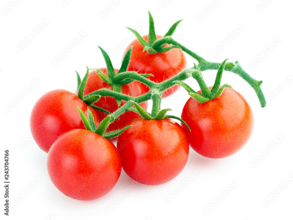 Bunch of cherry tomatoes isolated on white background Bunch of cherry tomatoes isolated on white background