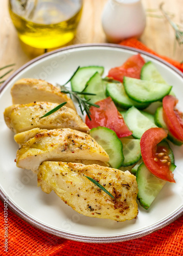 Healthy oven baked chicken breast with mustard and spices