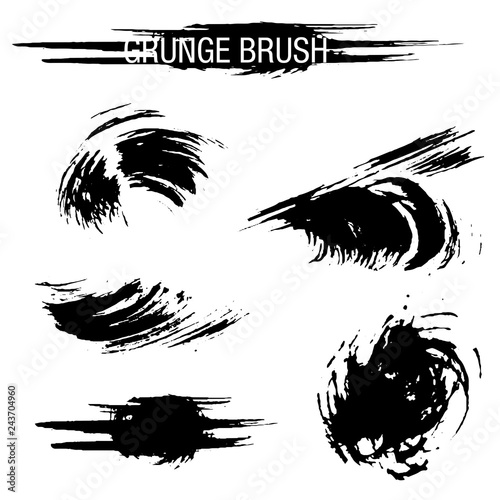 Vector set of grunge brush strokes.